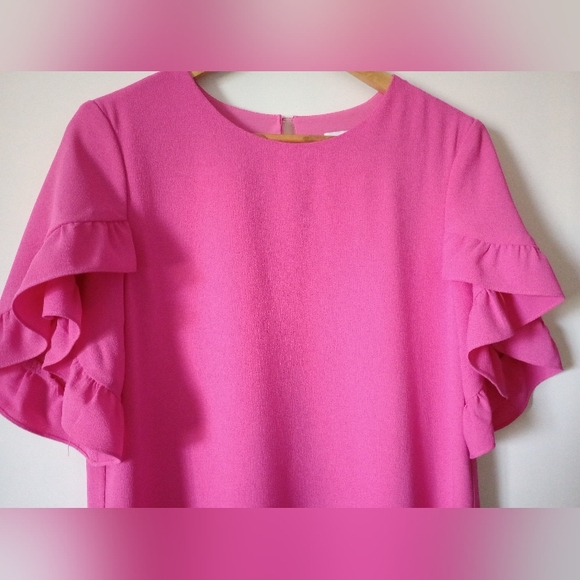 Elegant Pink Ruffle Sleeve Dress Size Medium - Picture 4 of 12